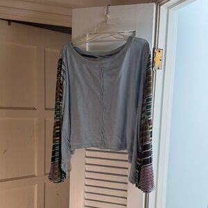 Striped Sleeve light blue Top
